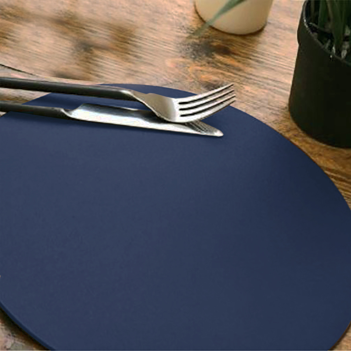 BLUE ROUND PU PLACEMAT