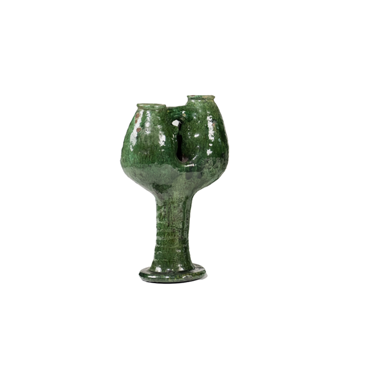 TAMEGROUTE DOUBLE GREEN CANDLE HOLDER