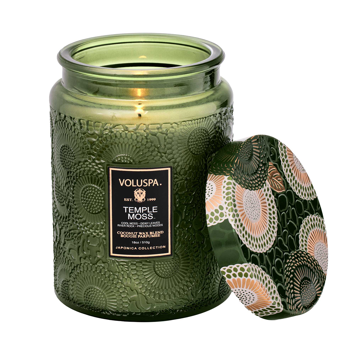 TEMPLE MOSS SCENTED CANDLE IN LARGE JAR