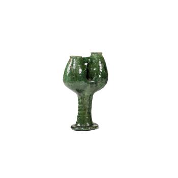 TAMEGROUTE DOUBLE GREEN CANDLE HOLDER 