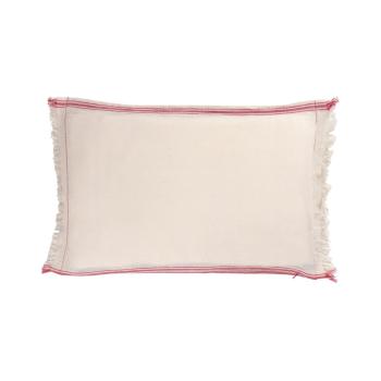 RED STRIPED FRINGED CUSHION
