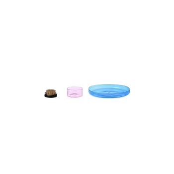 KENZAN TRAY SET WL.BLUE/PINK  BRASS FLOWER 