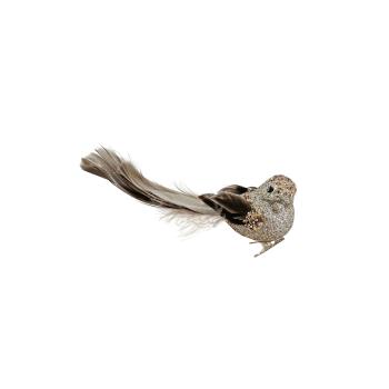 TIFFANY B GLITTER FEATHER BIRD W CLIP H14cm