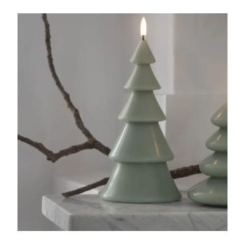 SMOTH X/MAS TREE LED CANDLE SAGE GREEN