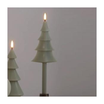 MINI TAPER X/MAS TREE S LED CANDLE T SAGE GREEN