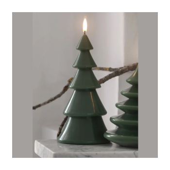 SMOTH X/MAS TREE LED CANDLE OLIVE GREEN 